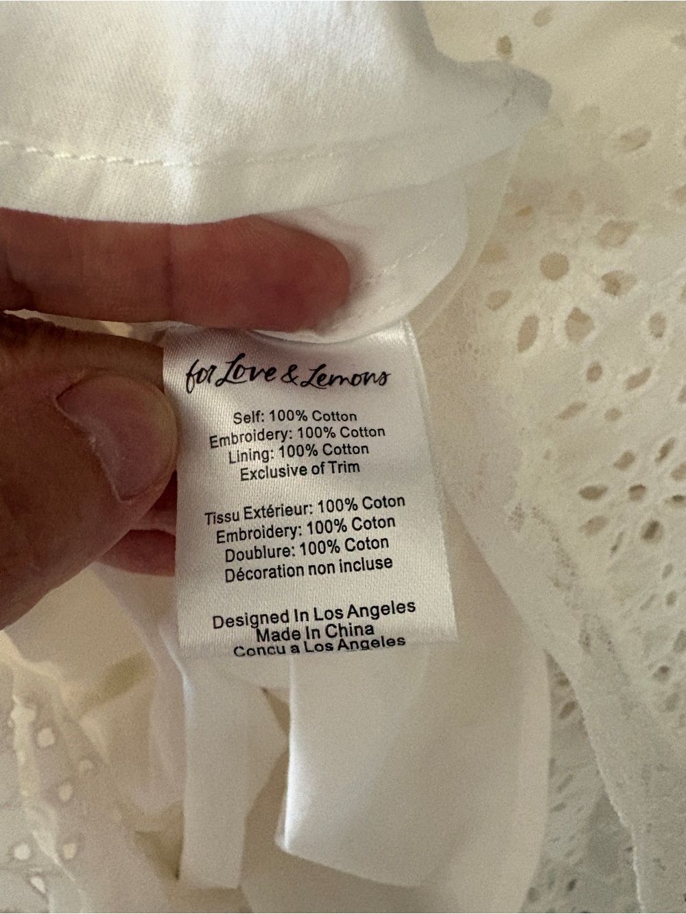 $368 NWT For Love And Lemons “Willa” Eyelet Mini Dress in White Sz Small - Picture 11 of 11